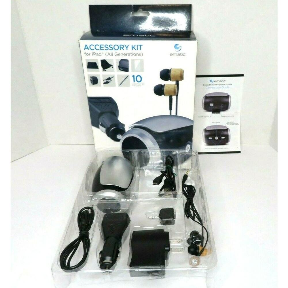 Ematic Accessory Kit for Apple iPad iPhone & iPod w/ Bluetooth Speaker & Earbuds